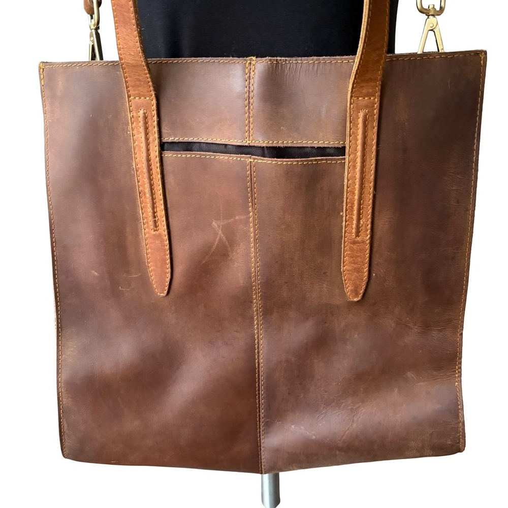 Le Papillon Large Brown Leather Tote - Picture 4 of 16